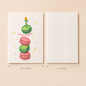 Carte de vœux artisanale en papier personnalisé, impression numérique de haute qualité, origine Vietnam, motif macaron empilé, vente en gros - Product Image 5