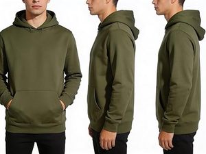 Sudadera con capucha para hombre, interior suave cepillado, algodón orgánico, lisa, sostenible, para otoño e invierno. - Product Image 3