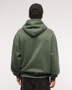 <b>Men</b> Casual Workout Hoodie Drop Shoulder Regular Fit 100% Cotton Fleece Breathable Quick Dry Custom with Front <b>Pouch</b> Pocket - Product Image 2