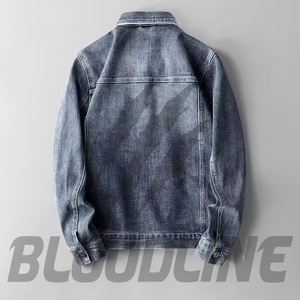 BLOODLINE INTERNATIONAL Veste en jean pour femme, style trucker, col boutonné, bleu uni délavé, hiver, coton, poche plaquée, manches longues - Product Image 4