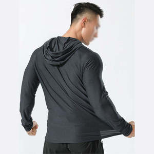 Customize Hoodies For Mens Gym Fitness Quick Dry <b>Polyester</b> Hoodies Spandex Solid Color Long Sleeve Slim Active Muscle Fit <b>Hoodie</b> - Product Image 6