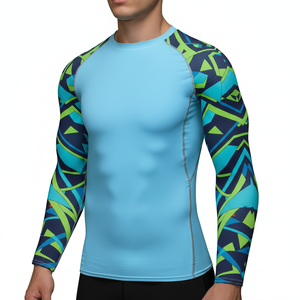 Custom Sublimation Printed Spandex Quick dry Men <b>Compression</b> <b>Shirt</b> BJJ Long Sleeve Sports Baselayer Running Dry Rash Guard Top - Product Image 2