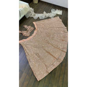 Lehenga Choli pour femme FB Designer, couleur pêche, pour les fêtes, avec dupatta à volants en organza - Product Image 1