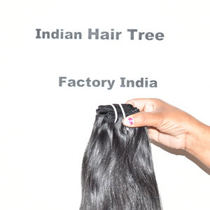 100% Produit de bonne qualité Extensions de cheveux humains du temple indien Bundles droits non traités chimiquement Double trame disponible - Product Image 3