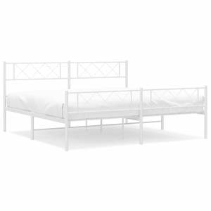 Cadre de lit en acier blanc thermolaqué 72 x 84 pouces, base de lit métallique facilement assemblable avec tête et pied de lit - Product Image 2