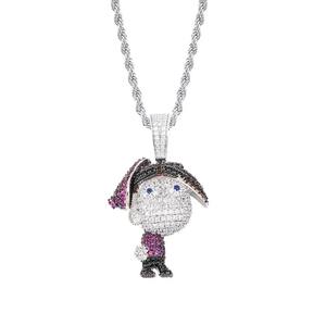 Collar con Colgante de Personaje de Dibujos Animados, Joyería con Circonita Cúbica, Bañado en Rodio, Latón, Estilo Hip Hop Unisex - Product Image 2