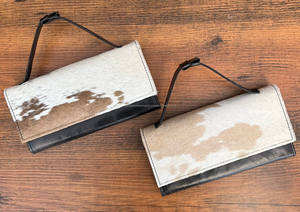 กระเป๋าคลัทช์หนังวัวแท้จากดีไซเนอร์สินค้าใหม่กระเป๋าสตางค์หนังสีดำเปิดปิดเป็นของขวัญสำหรับผู้หญิง - Product Image 4