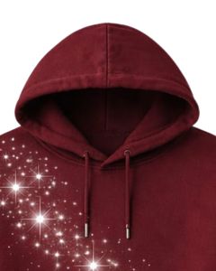 Sweat à capuche pour homme bordeaux avec étoile en strass, coupe oversize, en molleton épais, avec poche kangourou, style streetwear personnalisé, pour fabricants - Product Image 3