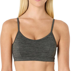 Softest Charcoal Grey Womens Sports <b>Bra</b> <b>Thin</b> <b>Strap</b> Seamless Loungewear Bralette V-Neck Everyday Top - Product Image 1