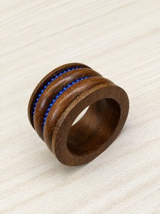 Anillo para Servilletas de Madera de 5 cm de Ancho, Diseño Moderno con Incrustaciones de Cuentas Azules - Product Image 2