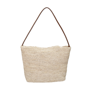 Bolso de Hombro de Rafia Hecho a Mano con Correa de Cuero |   Bolso de mano de paja estilo bohemio para el verano |   Etiqueta Privada OEM Personalizada - Product Image 1