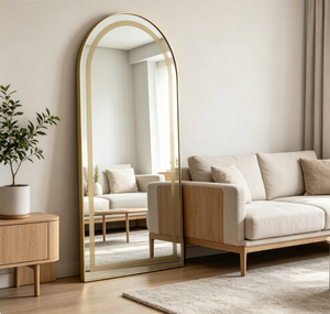 Oval <b>LED</b> for Glam <b>Vanity</b> Dressing Table <b>Mirror</b> with Touch Switch Gold Frame Wall Mountable for Bedroom Furniture - Product Image 3