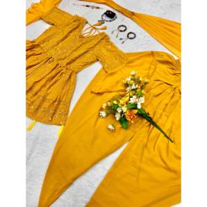 Conjunto de Traje de Fiesta para Mujer de Diseñador con Top-Bottom y Dupatta Elegante - Product Image 5
