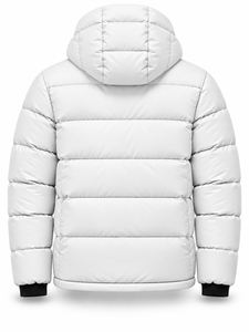 Men's White Hooded Puffer <b>Jacket</b> Winter Warm Waterproof Quick Dry Windproof <b>Casual</b> Zipper Front Polyester Wadding Custom Logo - Product Image 4