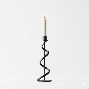 Porte-bougies coniques en fer forgé au design torsadé – Centres de table élégants pour mariages, anniversaires, fêtes et décoration intérieure - Product Image 2