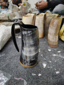 Handmade Eco-Friendly Viking Horn Mug and Shot <b>Glass</b> <b>Set</b> with Animal Design Authentic Norse Style for <b>Beer</b> & Mead - Product Image 3