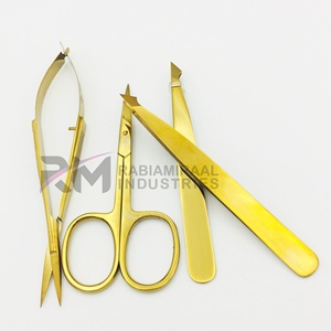 Pinzas para Cejas Inclinadas RMI, Juego de Pinzas para Cejas de Plasma Doradas de Alta Calidad con Tijeras de Resorte, Suministros para Cejas de Última Tendencia OEM - Product Image 5