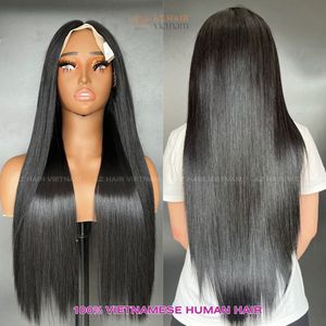 HD Lace Frontal Wigs Raw Vietnamese <b>Hair</b> Natural Black Color Bone Straight Long Length - Product Image 4