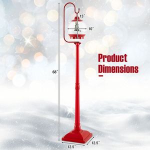 68-Inch Festive <b>Musical</b> <b>Christmas</b> Street Lamp Post with <b>Snow</b> <b>Globe</b> Lantern <b>Christmas</b> Lights Product - Product Image 5