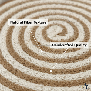 Set de table en jute et coton naturel tissé à la main de 14 pouces, fabriqué en Inde, contemporain, écologique, durable, pour la cuisine et la salle à manger - Product Image 2