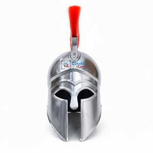 Casco Corintio Metálico Electrochapado Pulido Hecho a Mano con Pluma Roja, Armadura Medieval, Disfraz Moderno de Navidad Tanishka - Product Image 2