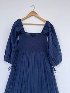 Robe longue boutonnée en pur coton pour femme et fille, col en V, imprimé floqué, longueur genou, écologique, tendance, décontractée, pour soirée d'été - Product Image 3
