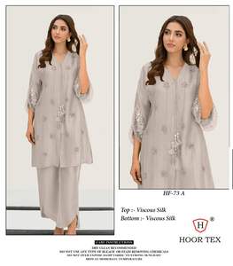 Elegante XL (42) Seda Viscosa Shalwar Kameez Set Ropa de fiesta étnica de calidad superior para mujeres con acabado lujoso - Product Image 2