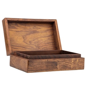 Boîte en bois rectangulaire écologique pour le rangement de bijoux et cadeaux - Intérieur doux pour articles délicats - Noël, Nouvel An chinois, décoration de table - Product Image 3