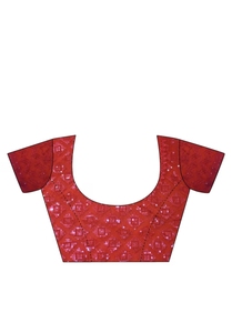 KV <b>Red</b> Embellished Designer Saree With Unstitched <b>Blouse</b> - Product Image 4