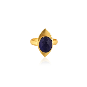 Elegant Designer Ink Blue Hydro Stone <b>Ring</b> Handmade Gemstone Jewelry for Women - Product Image 1