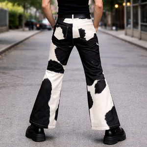 Pantalones de Hombre 2026 de Cuero Genuino con Pelo de Vaca, Cintura Elástica, Corte Medio, Estilo Hip Hop, Atrevido y a la Moda - Product Image 2
