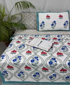 100% Cotton Hand Block Print <b>Comforter</b> Set Floral Reversible Premium Handmade AC Blanket 2 Pillow Covers Home Hotel 300tc Thread - Product Image 1