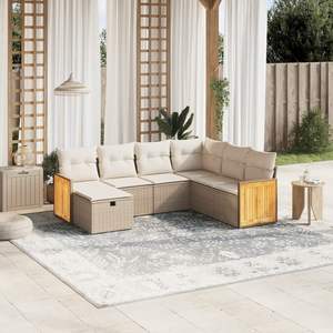 Conjunto de Sofás de Jardín en Color Beige Crema - Product Image 1