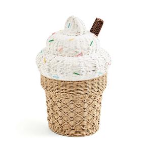 Panier de rangement en fibre de papier en forme de crème glacée, tissé à la main, pour la chambre d'enfant ou la salle de jeux, idéal pour ranger le linge ou décorer. - Product Image 4