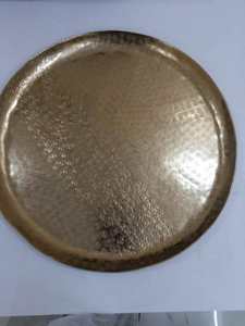 Bandeja Redonda de Metal Dorado Martillado, Plato Decorativo para Servir, Plato de Exhibición de Lujo para Mesa, para Hogar, Hotel, Restaurante, Catering - Product Image 3