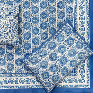 Jaipur Hand Block Printed Plant Floral <b>King</b> <b>Size</b> Flat Bed Set 100% Cotton All Season Eco-Friendly Durable Breathable Home Hotel - Product Image 1