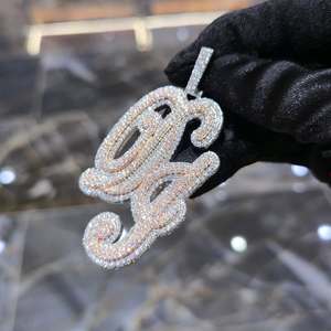 S925 Gold Plated Custom Iced Out Moissanite Pendant Letter Charm Hip Hop Jewelry Unisex Party Chain Gift - Product Image 2