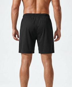 Men's Quick Dry Bermuda Shorts Solid Black <b>Elastic</b> Waist Casual Workout Shorts with Pockets - Product Image 4