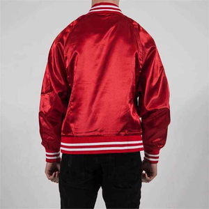 Satin <b>Varsity</b> <b>Jacket</b> <b>Men's</b> Windproof Waterproof Breathable Autumn Stand Button Closure Plain Dyed <b>Men's</b> <b>Jackets</b> - Product Image 3