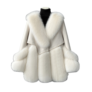 Veste d'hiver élégante pour femme en fausse fourrure avec col en peau de mouton, manches longues, coupe-vent, séchage rapide, couleur unie, extérieur en similicuir - Product Image 6