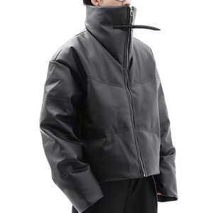 Veste matelassée en cuir NESTA SPORTS pour homme, manteau d'hiver avec logo personnalisé, poches zippées, rembourrage en duvet, capuche épaisse - Product Image 5