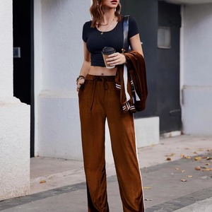 Ensemble de survêtement en velours pour femmes, couleur unie, manches longues, polaire, séchage rapide, tenue décontractée pour le jogging avec poches latérales, vêtements d'hiver - Product Image 3