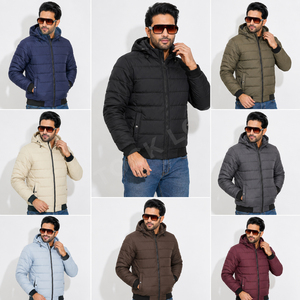 Veste matelassée en polyester bleu marine unie pour femme, col montant, manches longues, fermeture éclair, vente en gros, lot en stock - Product Image 3