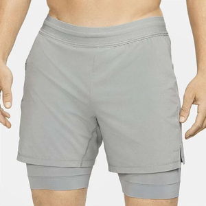 Pantalones Cortos Deportivos Grises de Secado Rápido para Hombre, con Cintura Elástica, Corte Medio, Color Sólido, Tejido de Punto, Estilo Casual - Product Image 1