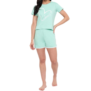 Conjunto de Verano para Mujer, Camiseta de Cuello Redondo y Pantalones Cortos, Cómodo y Liso, de Manga Corta - Product Image 2
