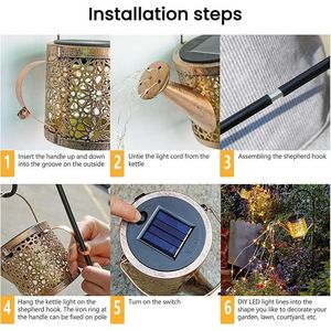 Petite Arrosoir Solaire Extérieur en Métal, Lumières Décoratives Suspendues pour Jardin - Product Image 2
