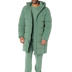 New Article Men's Long Hooded Puffer Jacket Solid Color Windproof Zipper Closure Casual Winter Polyester Shell Thick Warm <b>Coat</b> - Product Image 4