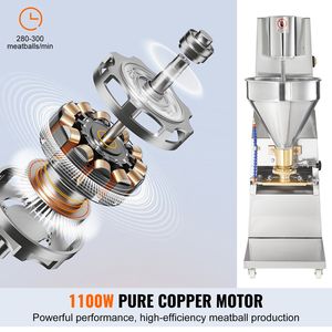 Máquina Comercial Eléctrica para Hacer Albóndigas de Pescado, Carne de Res, Cerdo y Camarones, 1100W, 280 Unidades/min, Máquina Automática para Hacer Albóndigas y Productos Cárnicos - Product Image 3