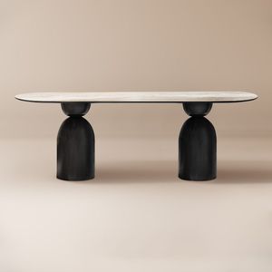 Mesa de Comedor Moderna de Metal con Patas Esculpidas en Forma de Botella, Mesa Consola Minimalista de Lujo para Decoración del Hogar o Restaurante - Product Image 2