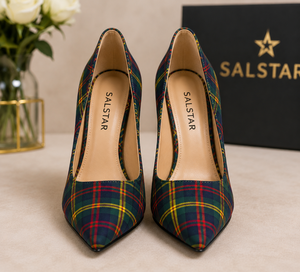 Chaussures à talons hauts pour femmes, de haute qualité, à motif tartan spécial, à bout pointu, style stiletto, fabriquées par un fabricant de chaussures à talons hauts. - Product Image 3